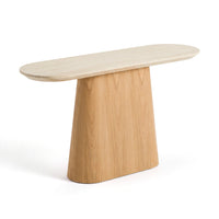 Hera 150cm Console Table Natural, angled view on a white background