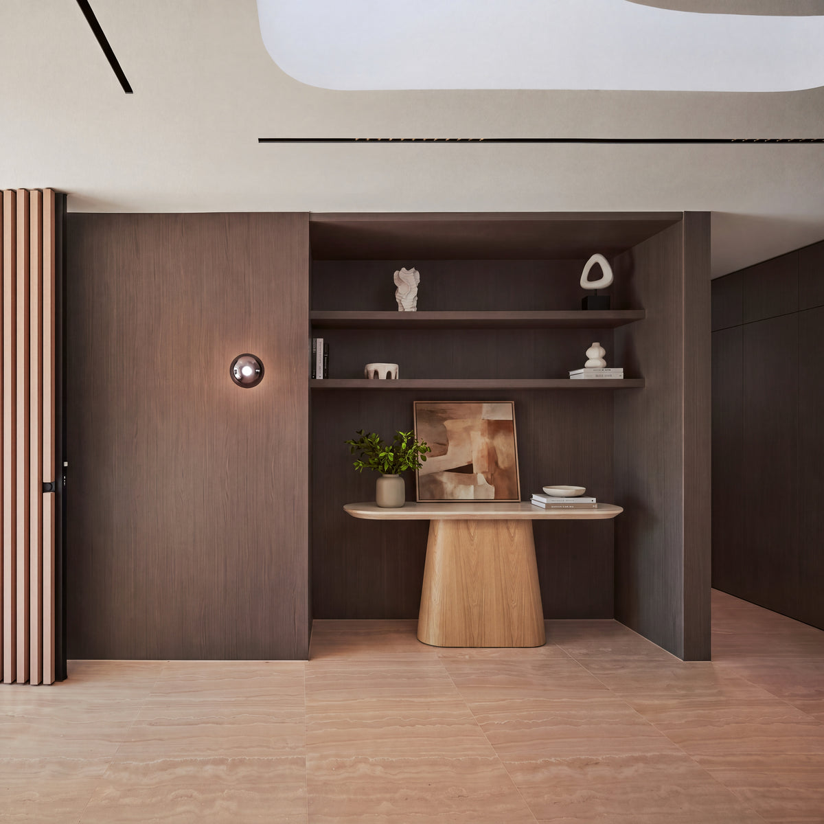 Hera 150cm Console Table Natural, in an entrance hall, wide view
