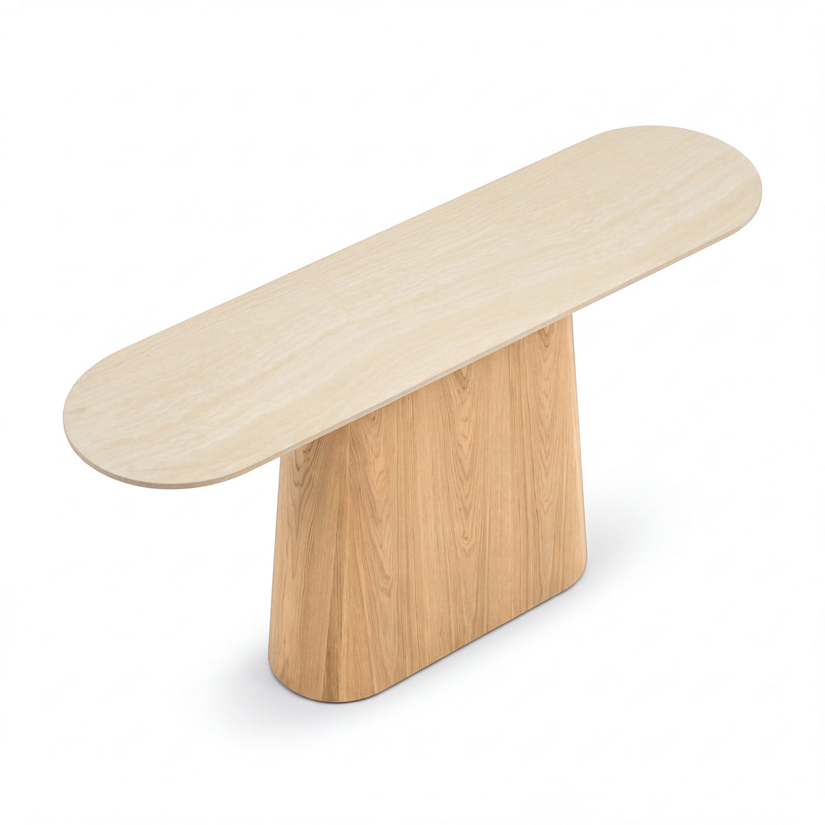 Hera 150cm Console Table Natural, raised view of the tabletop on a white background