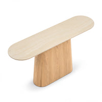 Hera 150cm Console Table Natural, raised view of the tabletop on a white background