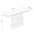 Hera 150cm Console Table Natural — dimensions diagram, W150 x D40 x H78 cm