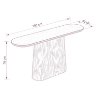 Hera 150cm Console Table Natural — dimensions diagram, W150 x D40 x H78 cm