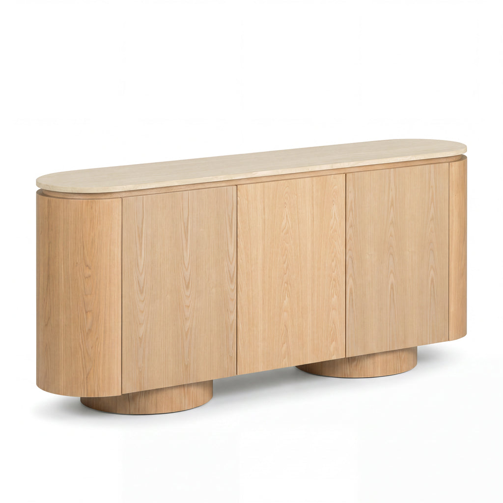 Hera 180cm Sideboard Buffet Table Natural, angled view on a white background
