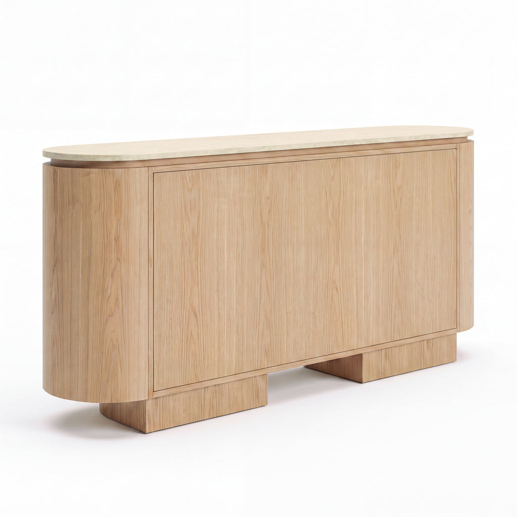 Hera 180cm Sideboard Buffet Table Natural, rear three-quarter view on a white background