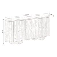 Hera 180cm Sideboard Buffet Table Natural — dimensions diagram, W180 x D40 x H80 cm