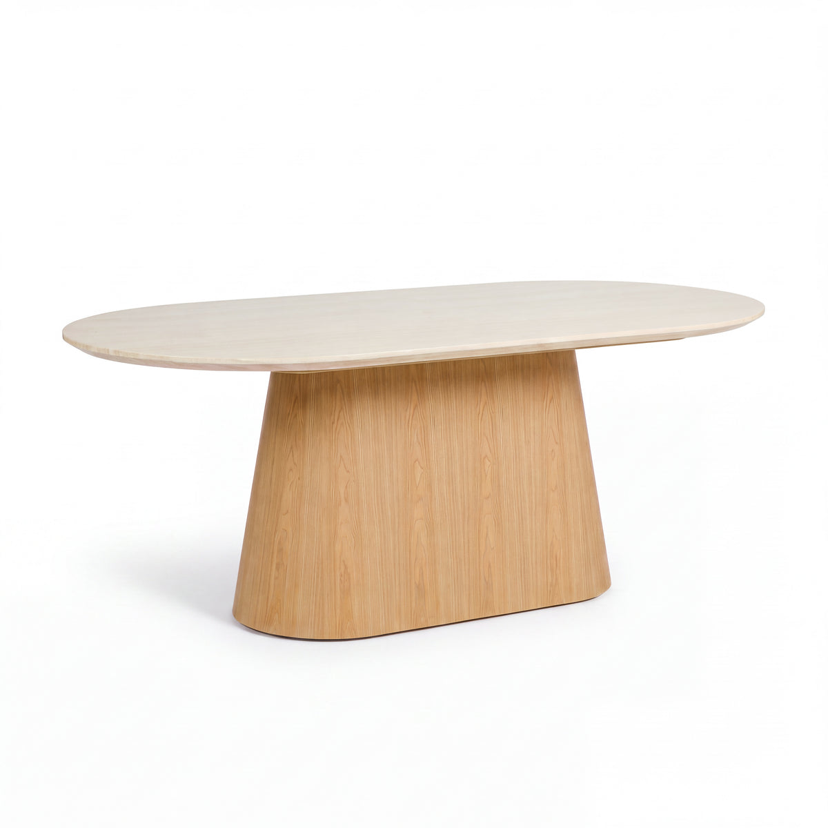 Hera 200cm Dining Table Natural, angled view on a white background