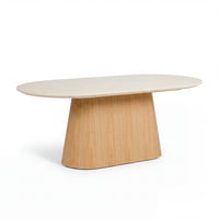 Hera 200cm Dining Table Natural, angled view on a white background