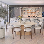 Hera 200cm Dining Table Natural, in an open-plan kitchen and dining room, wide view