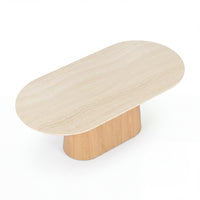 Hera 200cm Dining Table Natural, raised view of the tabletop on a white background