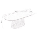 Hera 200cm Dining Table Natural — dimensions diagram, W200 x D100 x H75 cm