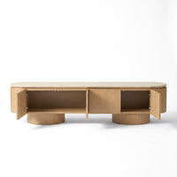 Hera 200cm ETU Entertainment TV Unit Natural, doors open on a white background