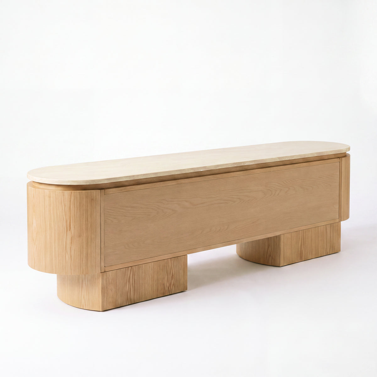 Hera 200cm ETU Entertainment TV Unit Natural, rear three-quarter view on a white background