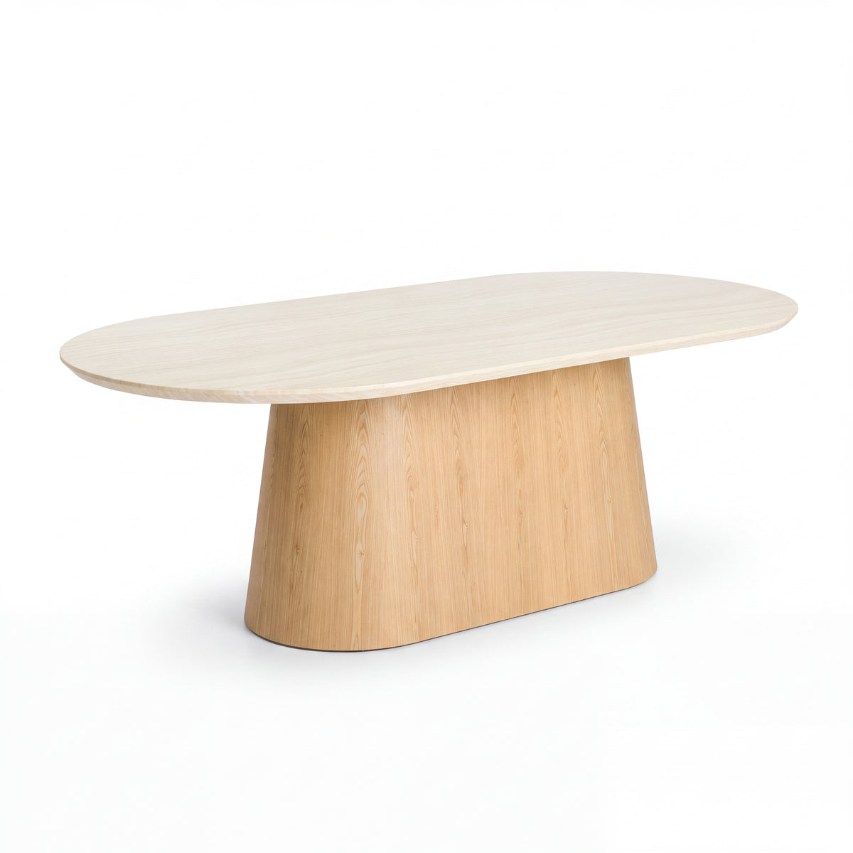 Hera 240cm Dining Table Natural, angled view on a white background