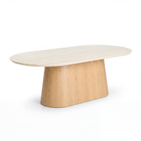 Hera 240cm Dining Table Natural, angled view on a white background