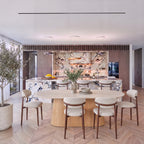 Hera 240cm Dining Table Natural, in an open-plan kitchen and dining room, wide view