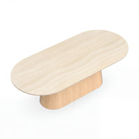 Hera 240cm Dining Table Natural, raised view of the tabletop on a white background