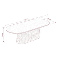 Hera 240cm Dining Table Natural — dimensions diagram, W240 x D110 x H75 cm