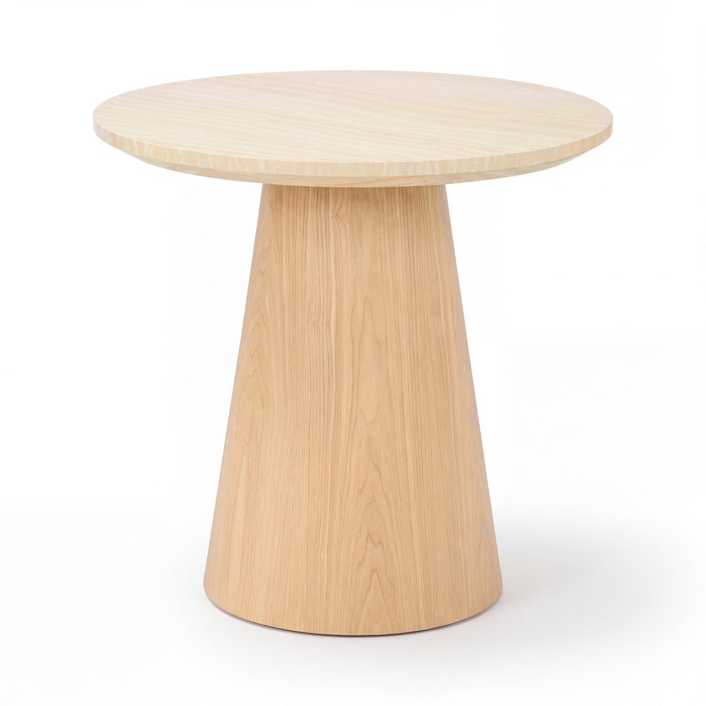 Hera 55cm Round Side Table Natural, angled view on a white background