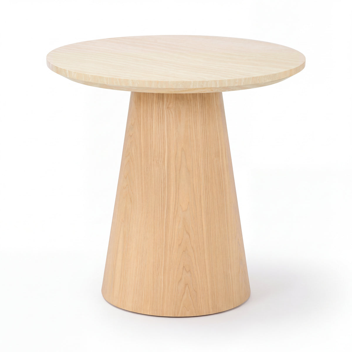 Hera 55cm Round Side Table Natural, angled view on a white background