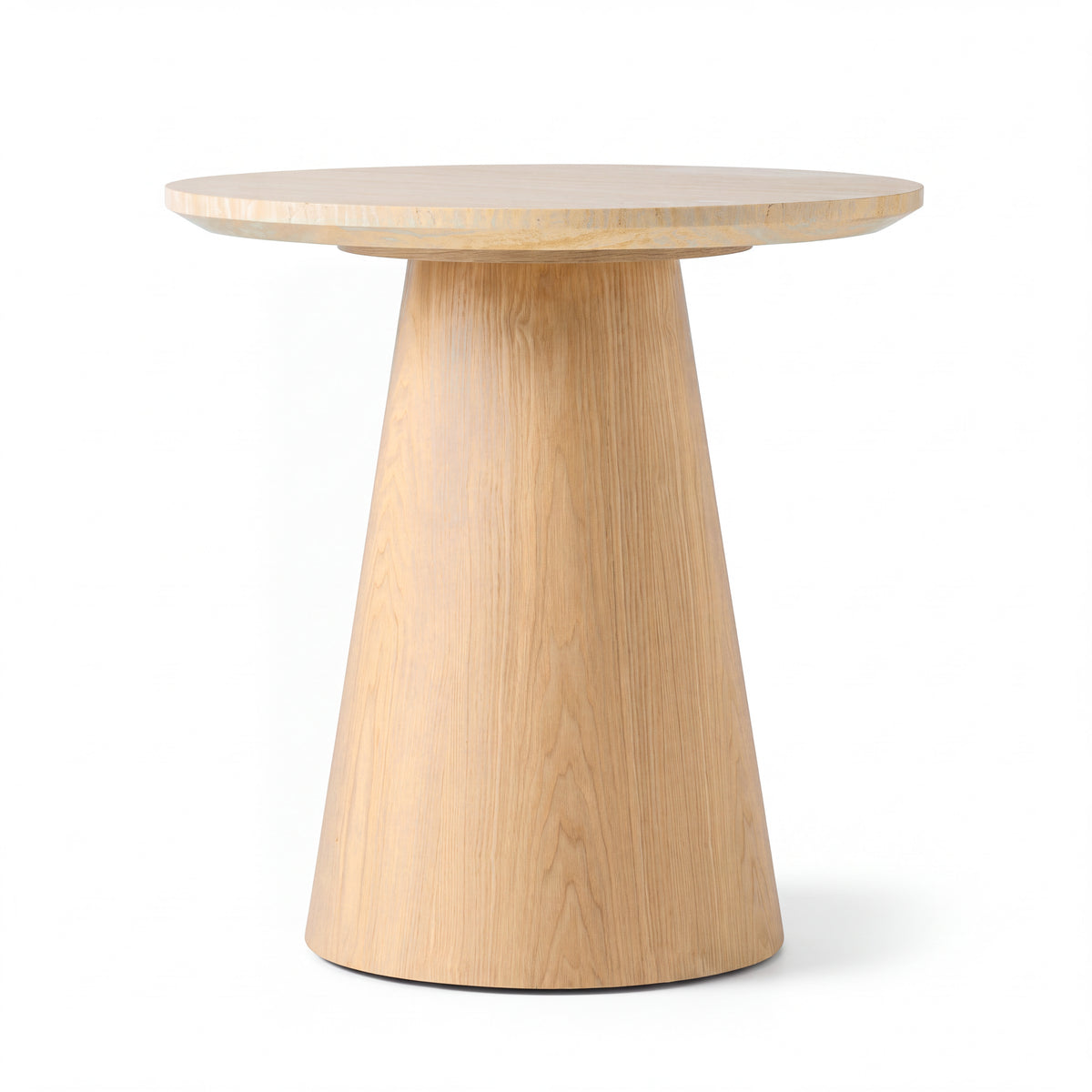 Hera 55cm Round Side Table Natural, front view on a white background
