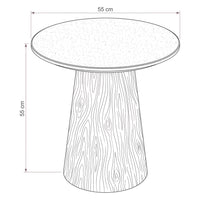 Hera 55cm Round Side Table Natural — dimensions diagram, 55 cm diameter x 55 cm high