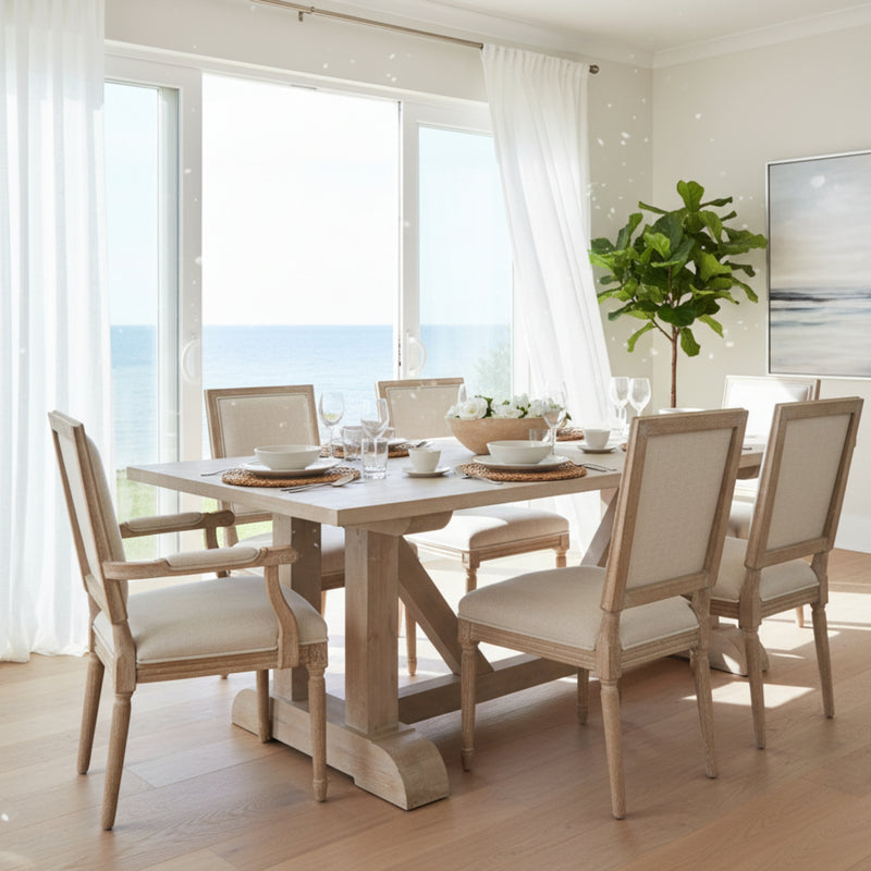 Hercules 220cm Solid Timber Dining Table Wash White