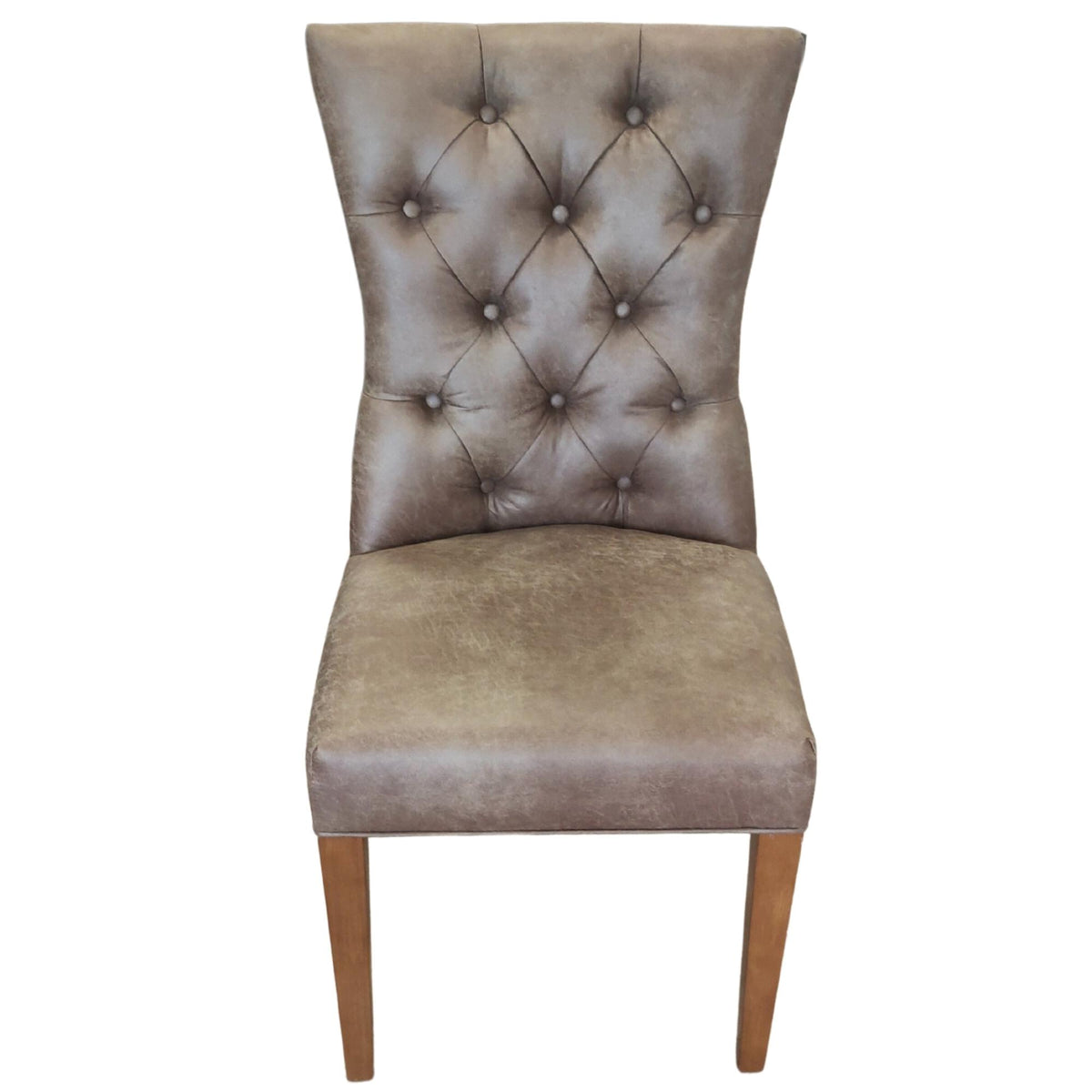 Holly Set of 2 Dining Chair PU Leather Solid Rubber Wood Frame - Coffee