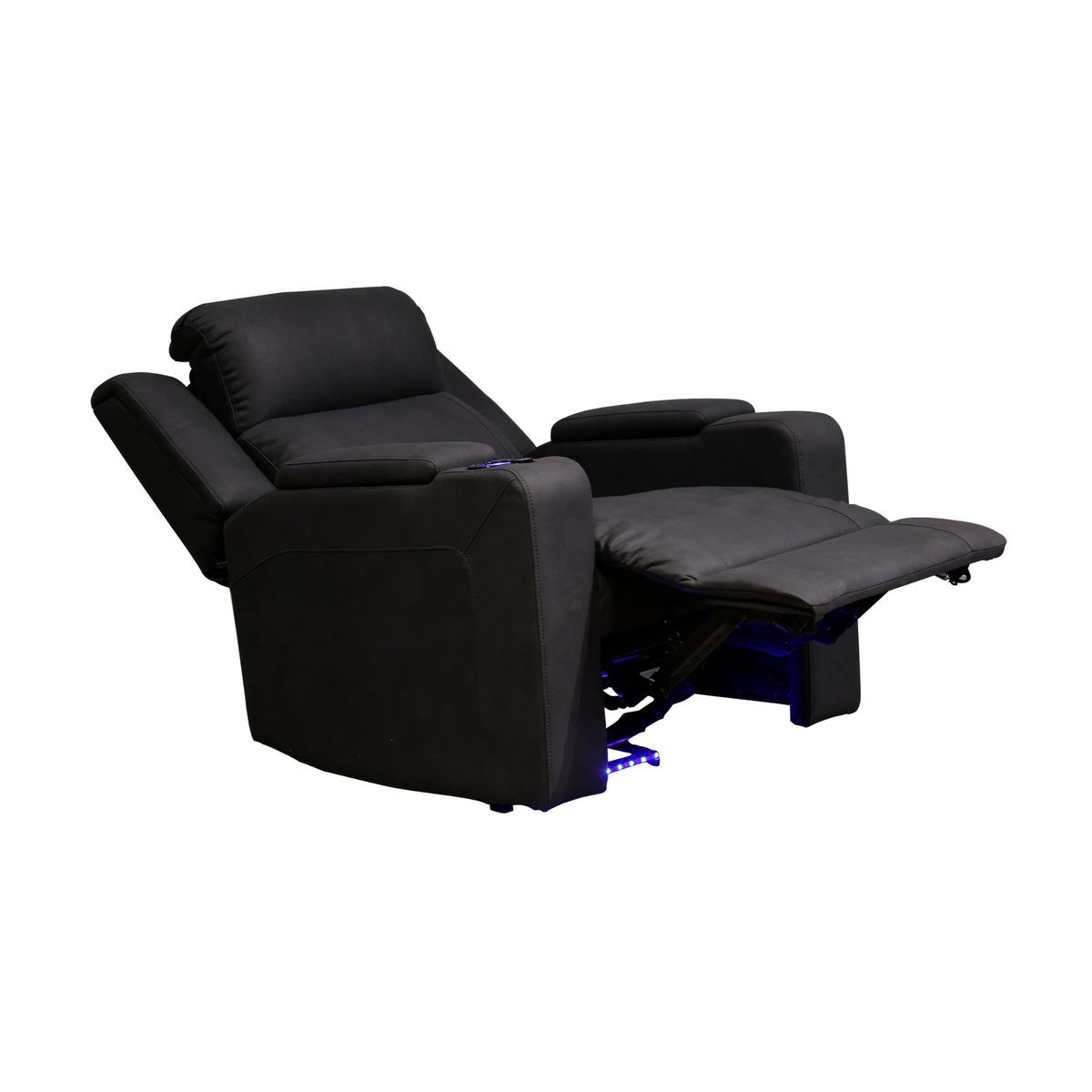 Homie 1 Seater Electric Recliner Sofa Rhino Suede Fabric Lounge Black