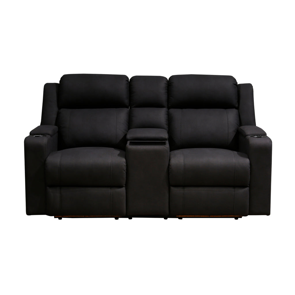 Homie 2 Seater Electric Recliner Sofa Rhino Suede Fabric Lounge Black