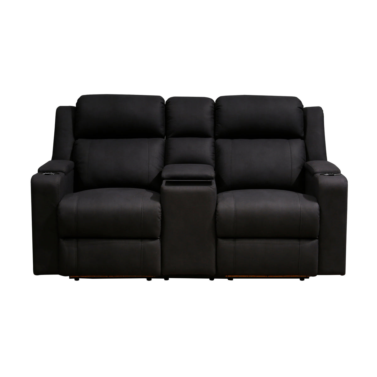 Homie 2 Seater Electric Recliner Sofa Rhino Suede Fabric Lounge Black
