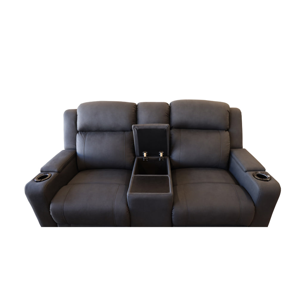 Homie 2 Seater Electric Recliner Sofa Rhino Suede Fabric Lounge Black