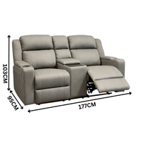 Homie 2 Seater Electric Recliner Sofa Rhino Suede Fabric Lounge Grey