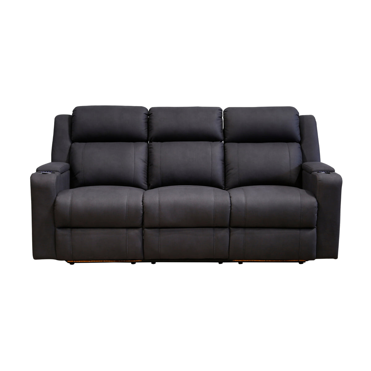 Homie 3 Seater Electric Recliner Sofa Rhino Suede Fabric Lounge Black