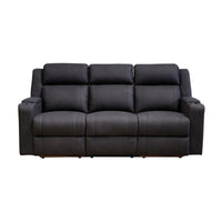 Homie 3 Seater Electric Recliner Sofa Rhino Suede Fabric Lounge Black