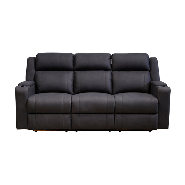 Homie 3 Seater Electric Recliner Sofa Rhino Suede Fabric Lounge Black