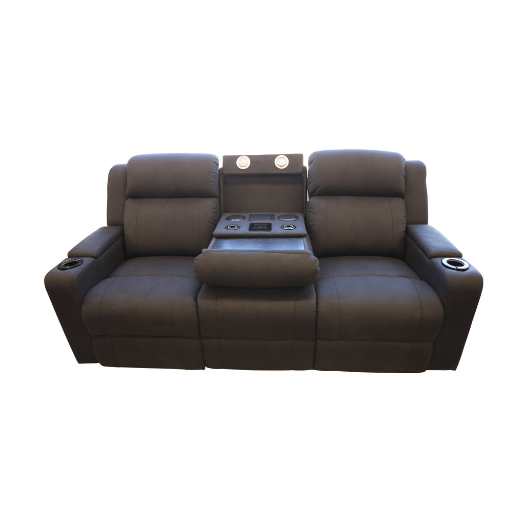 Homie 3 Seater Electric Recliner Sofa Rhino Suede Fabric Lounge Black