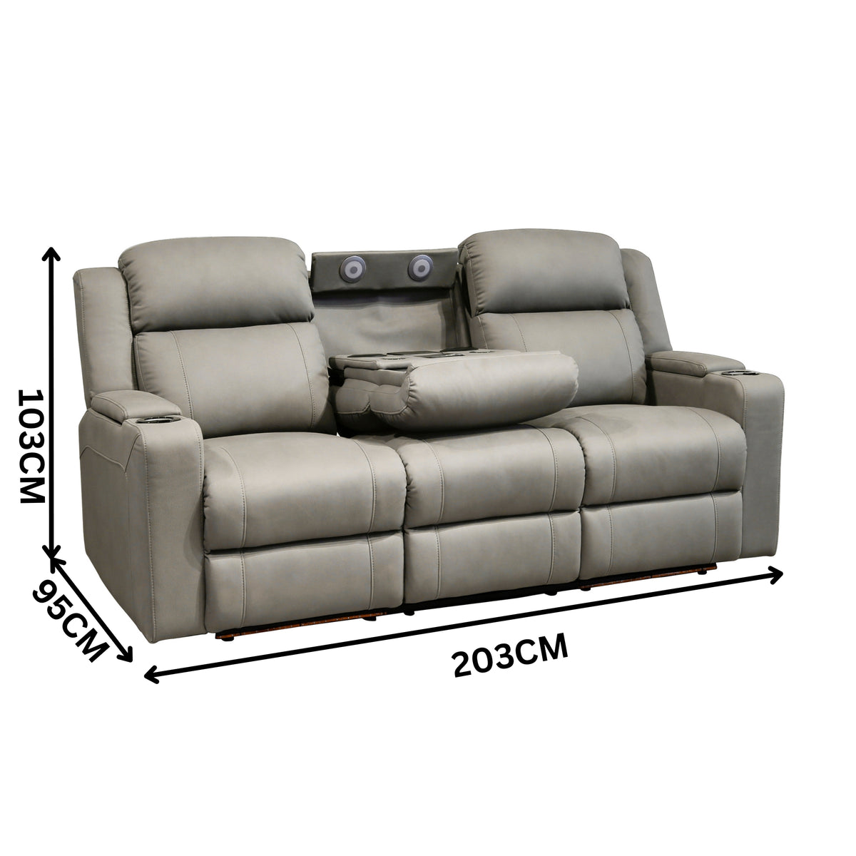 Homie 3 Seater Electric Recliner Sofa Rhino Suede Fabric Lounge Grey