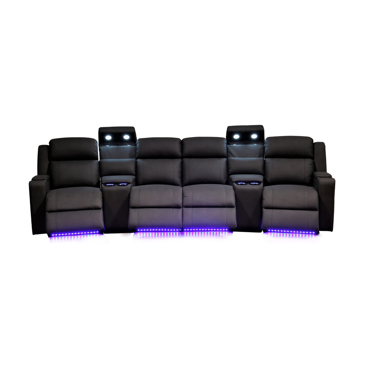 Homie 4 Seater Electric Recliner Fabric Home Theatre Lounge Black