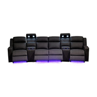 Homie 4 Seater Electric Recliner Fabric Home Theatre Lounge Black