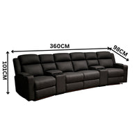 Homie 4 Seater Electric Recliner Fabric Home Theatre Lounge Black