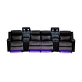 Homie 4 Seater Electric Recliner Leather Home Theatre Lounge Black
