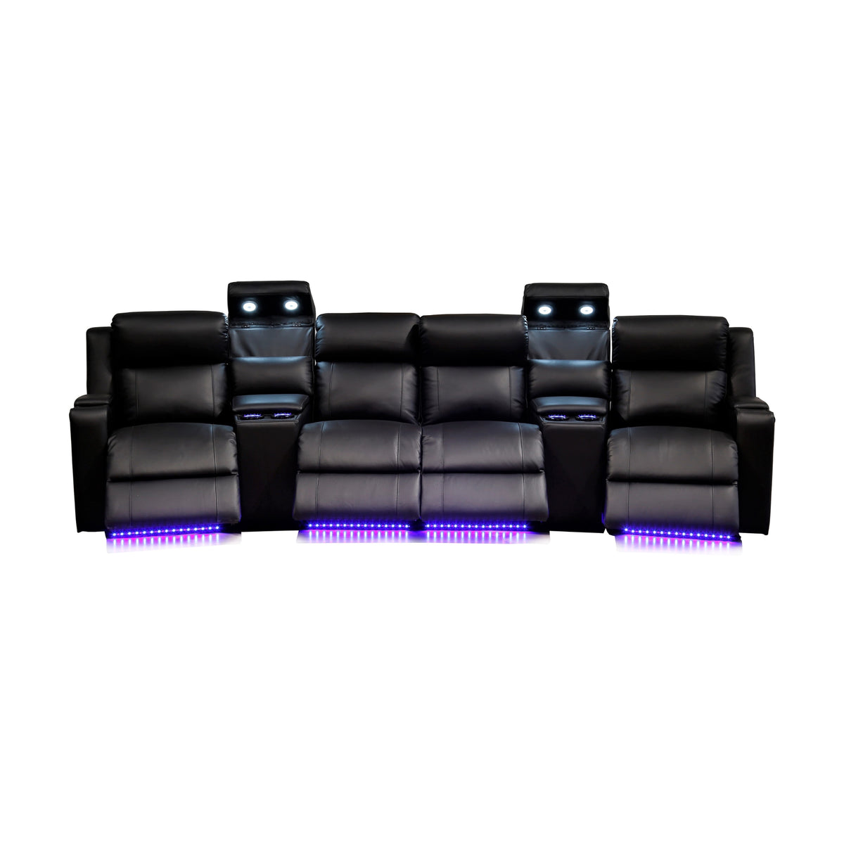 Homie 4 Seater Electric Recliner Leather Home Theatre Lounge Black