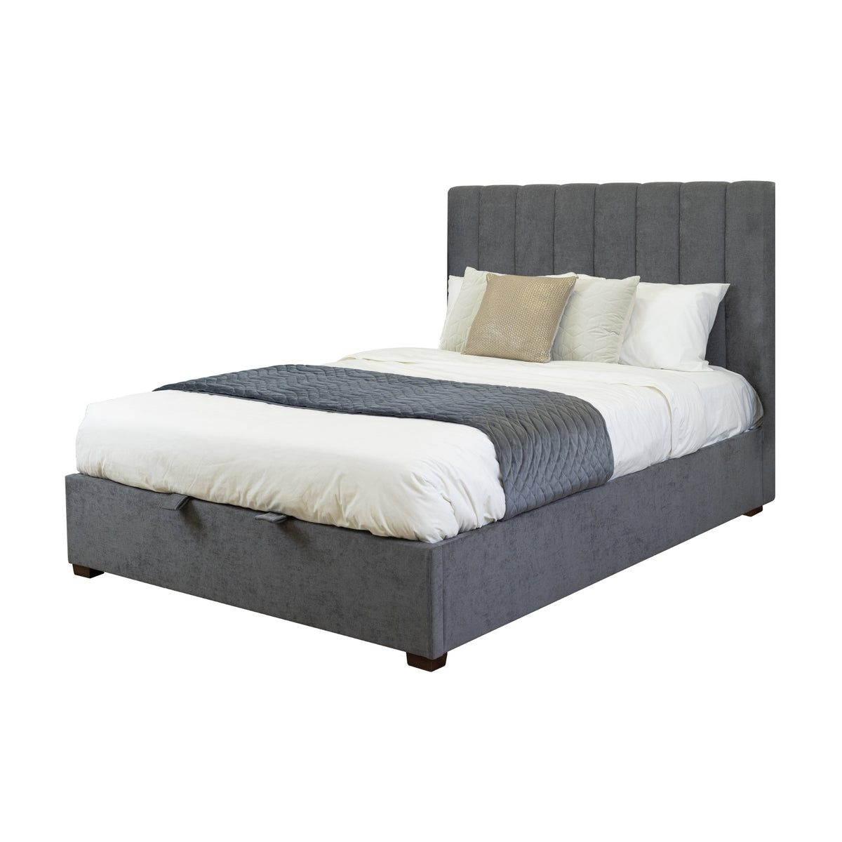 Homie King Bed Frame Gas Lift Storage Dark Grey