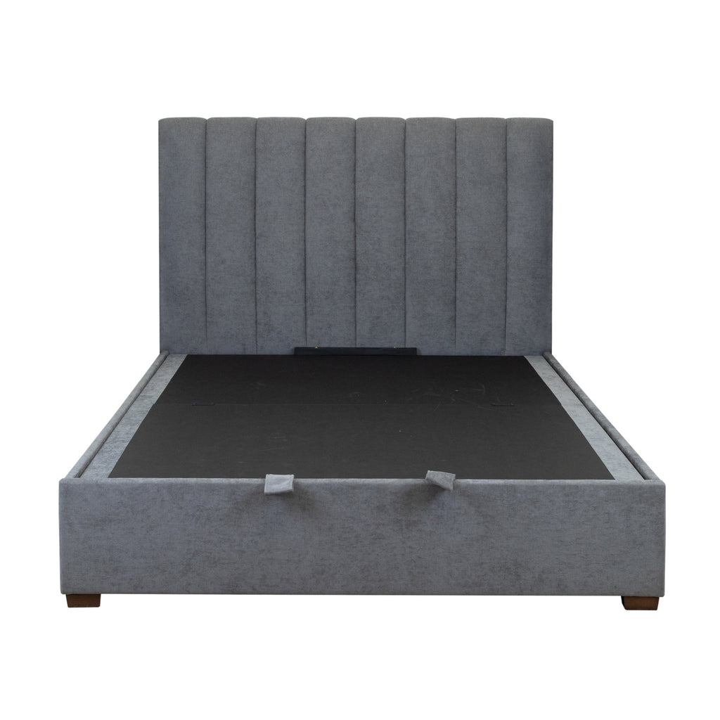 Homie Queen Bed Frame Gas Lift Storage Dark Grey