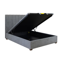 Homie Queen Bed Frame Gas Lift Storage Dark Grey