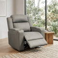 Homie 1 Seater Electric Recliner Sofa Rhino Suede Fabric Lounge Grey