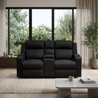 Homie 2 Seater Electric Recliner Sofa Rhino Suede Fabric Lounge Black