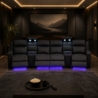 Homie 4 Seater Electric Recliner Fabric Home Theatre Lounge Black