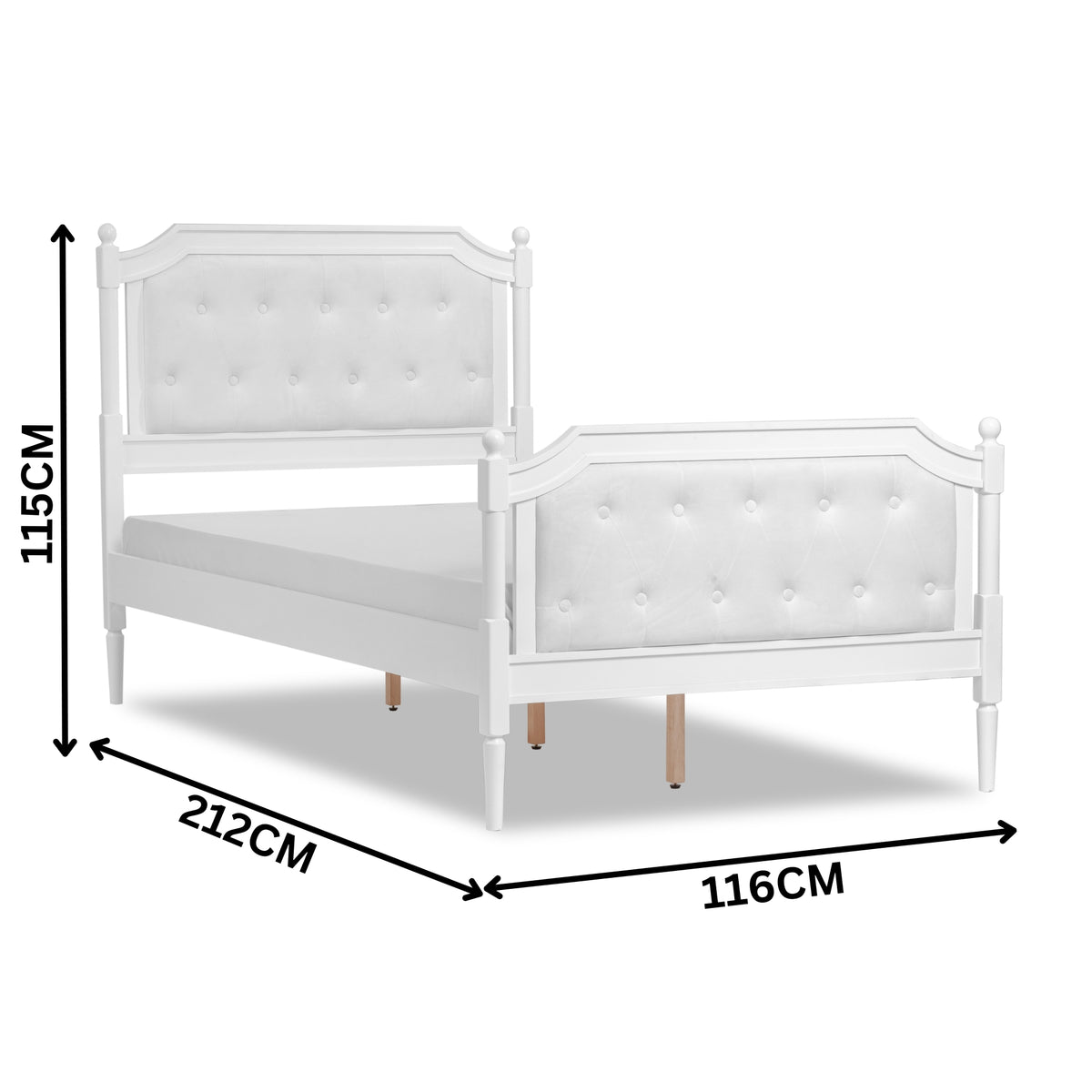 Hotham King Single Bed Frame White