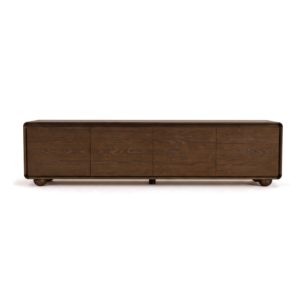 Hudson Jenny 220cm ETU Entertainment TV Unit Walnut, front view on a white background